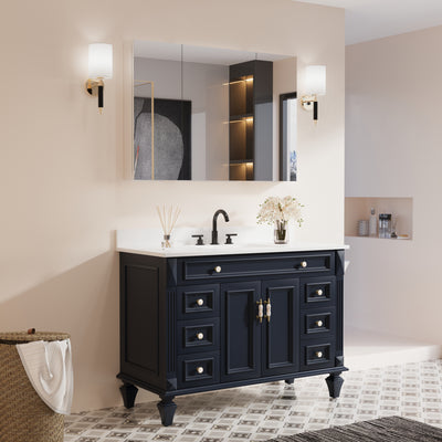 44 in. x30 in. Copper-Free Tri-Views Mirror Medicine Cabinet with Adjustable Shelves and 3 Doors