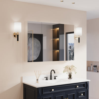 44 in. x30 in. Copper-Free Tri-Views Mirror Medicine Cabinet with Adjustable Shelves and 3 Doors