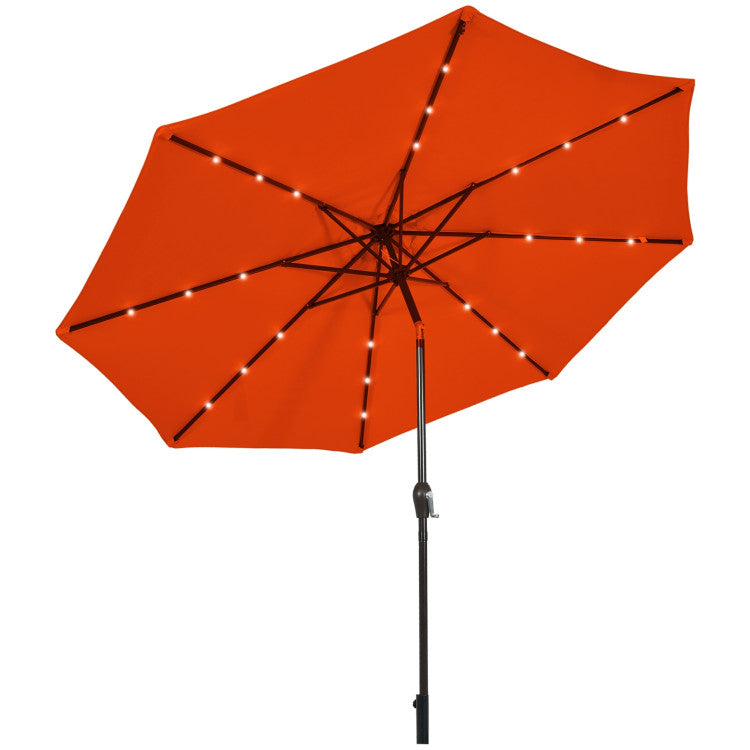 bright red patio umbrella 10 Feet Outdoor Patio umbrella with Bright Solar LED Lights – Forclover