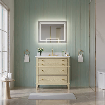 24 in. W x 32 in. H Frameless Bathroom Mirror with Lights, Frontlit & Backlit Vanity Mirror with Anti-Fog