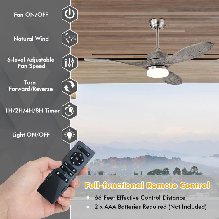 48 Inch Wood Ceiling Fan with LED Lights and 6 Speed Levels