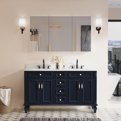 52 in. ×30 in. Copper-Free Tri-Views Mirror Medicine Cabinet with Adjustable Shelves and 3 Doors
