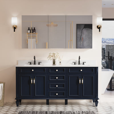 64 in. ×30 in. Copper-Free Tri-Views Mirror Medicine Cabinet with Adjustable Shelves and 3 Doors