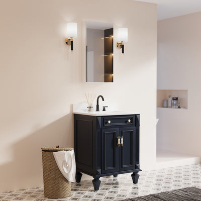 16 in. ×30 in. Copper-Free Tri-Views Mirror Medicine Cabinet with Adjustable Shelves and Right Swing Door