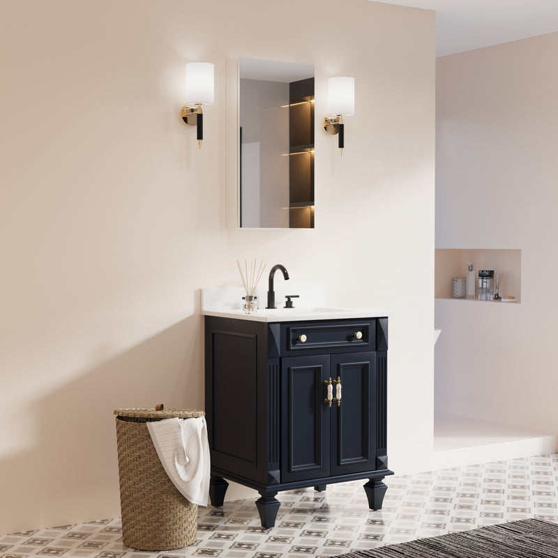 16 in. ×30 in. Copper-Free Tri-Views Mirror Medicine Cabinet with Adjustable Shelves and Right Swing Door