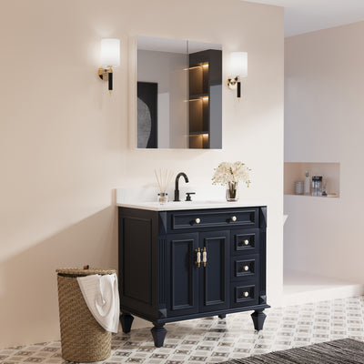 28 in. ×30 in. Copper-Free Tri-Views Mirror Medicine Cabinet with Adjustable Shelves and Dual Swing Doors
