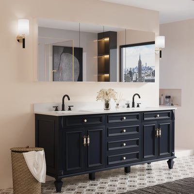 80 in. ×30 in. Copper-Free Tri-Views Mirror Medicine Cabinet with Adjustable Shelves and Dual Swing Doors