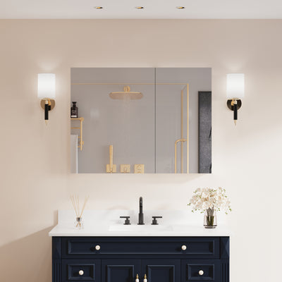 40 in. ×30 in. Copper-Free Tri-Views Mirror Medicine Cabinet with Adjustable Shelves and Dual Swing Doors