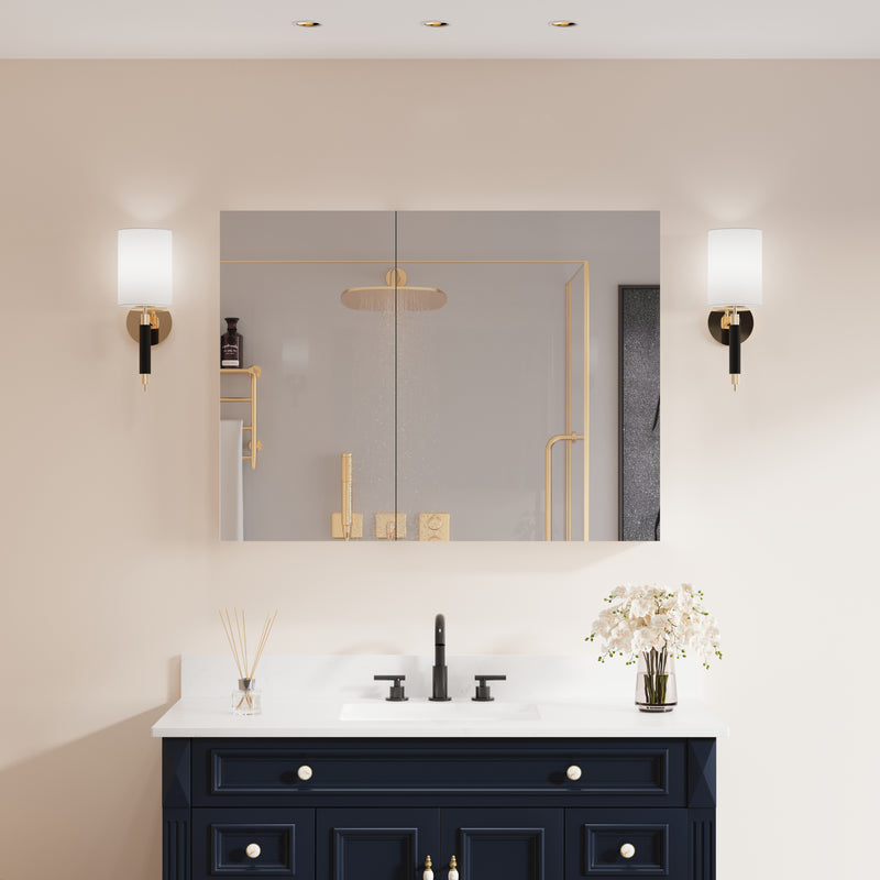 40 in. ×30 in. Copper-Free Tri-Views Mirror Medicine Cabinet with Adjustable Shelves and Dual Swing Doors