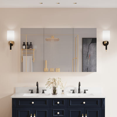 52 in. ×30 in. Copper-Free Tri-Views Mirror Medicine Cabinet with Adjustable Shelves and 3 Doors