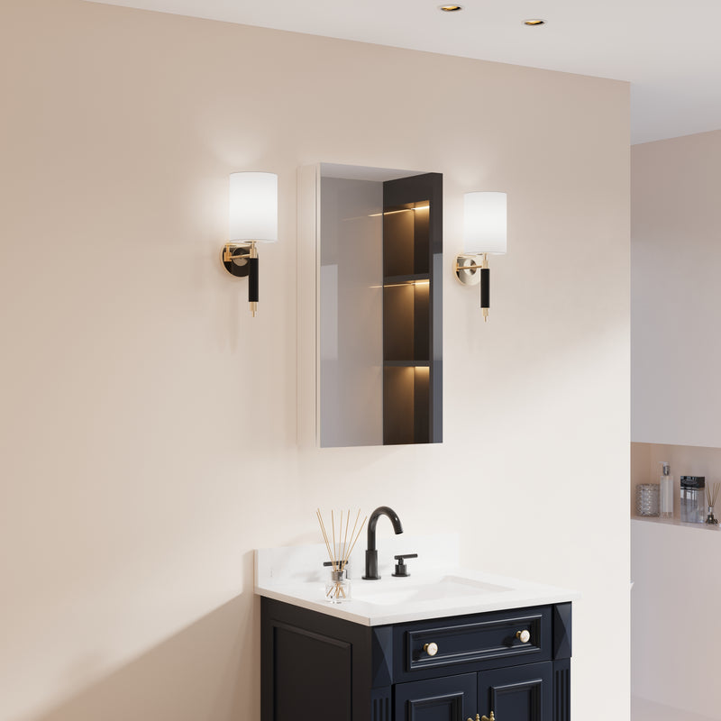 16 in. ×30 in. Copper-Free Tri-Views Mirror Medicine Cabinet with Adjustable Shelves and Right Swing Door