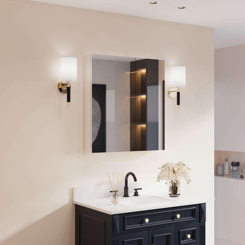 28 in. ×30 in. Copper-Free Tri-Views Mirror Medicine Cabinet with Adjustable Shelves and Dual Swing Doors