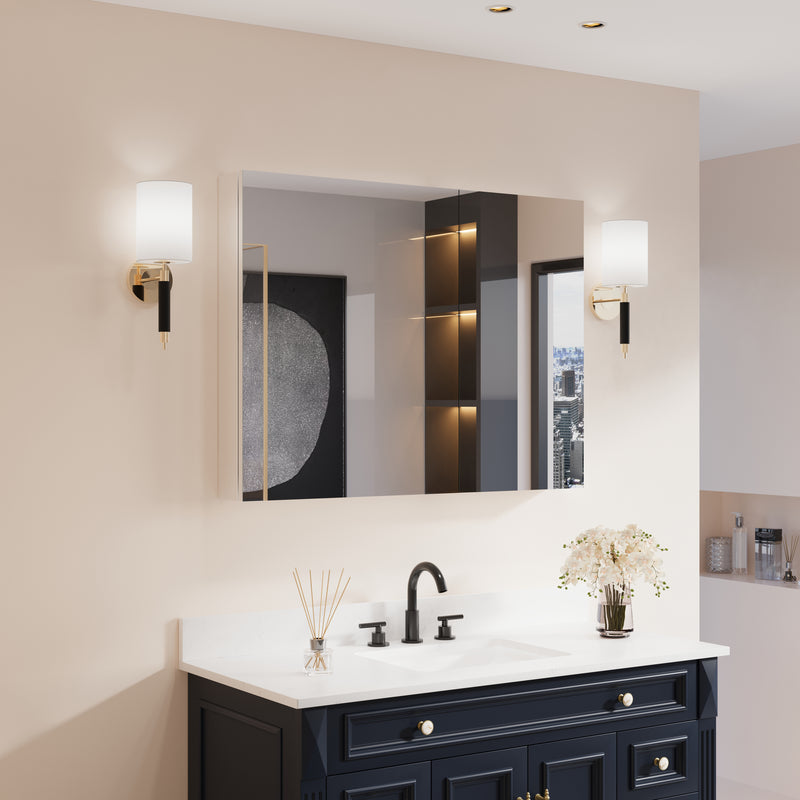 40 in. ×30 in. Copper-Free Tri-Views Mirror Medicine Cabinet with Adjustable Shelves and Dual Swing Doors
