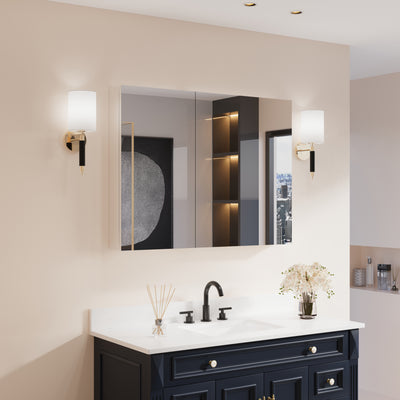 40 in. ×30 in. Copper-Free Tri-Views Mirror Medicine Cabinet with Adjustable Shelves and Dual Swing Doors