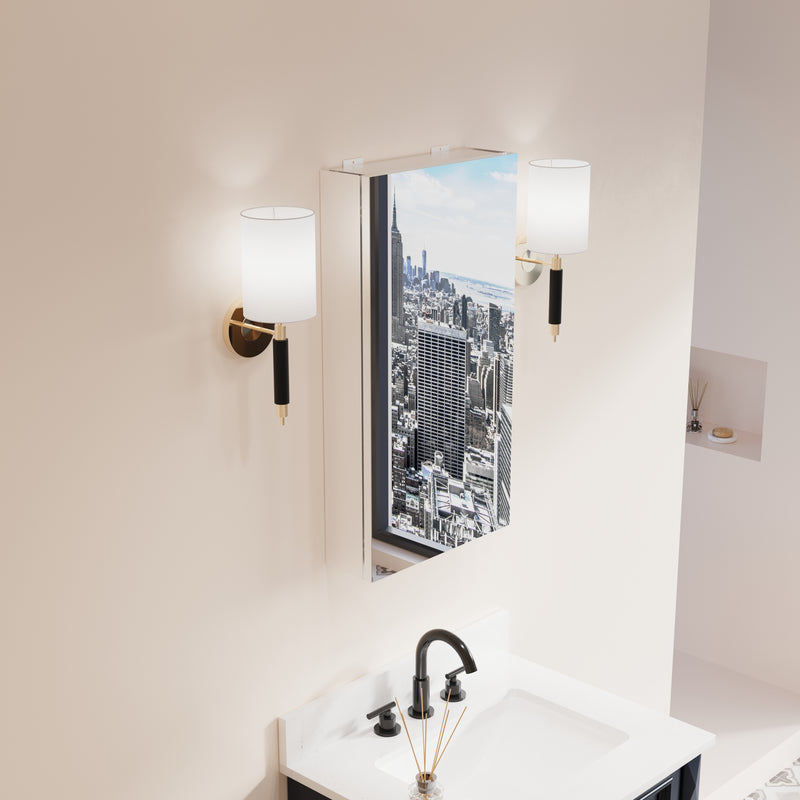 16 in. ×30 in. Copper-Free Tri-Views Mirror Medicine Cabinet with Adjustable Shelves and Right Swing Door