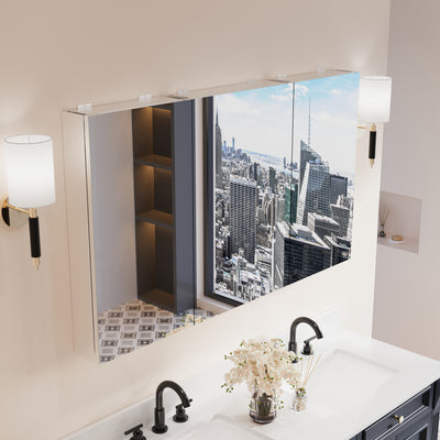 52 in. ×30 in. Copper-Free Tri-Views Mirror Medicine Cabinet with Adjustable Shelves and 3 Doors