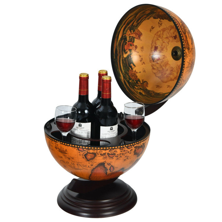19 Inch 16th Century Nautical Map Tabletop Globe Wine Cabinet