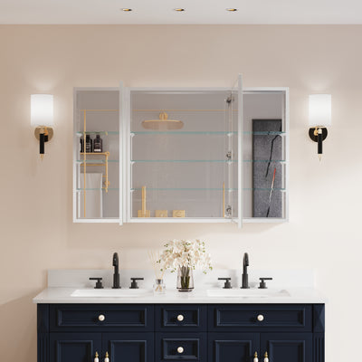 48 in. x30 in. Copper-Free Tri-Views Mirror Medicine Cabinet with Adjustable Shelves and 3 Doors