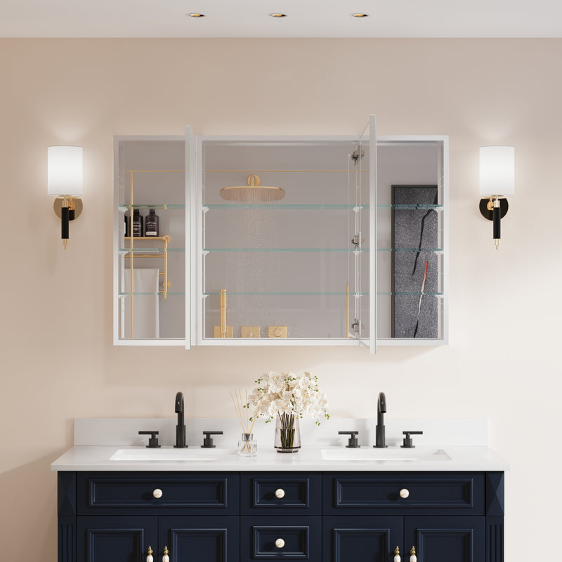 48 in. x30 in. Copper-Free Tri-Views Mirror Medicine Cabinet with Adjustable Shelves and 3 Doors