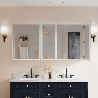 60 in. x30 in. Copper-Free Tri-Views Mirror Medicine Cabinet with Adjustable Shelves and 3 Doors