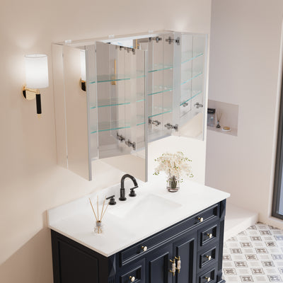 40 in.x 30 in. Copper-Free Tri-Views Mirror Cabinet with Adjustable Shelves and Triple Swing Doors
