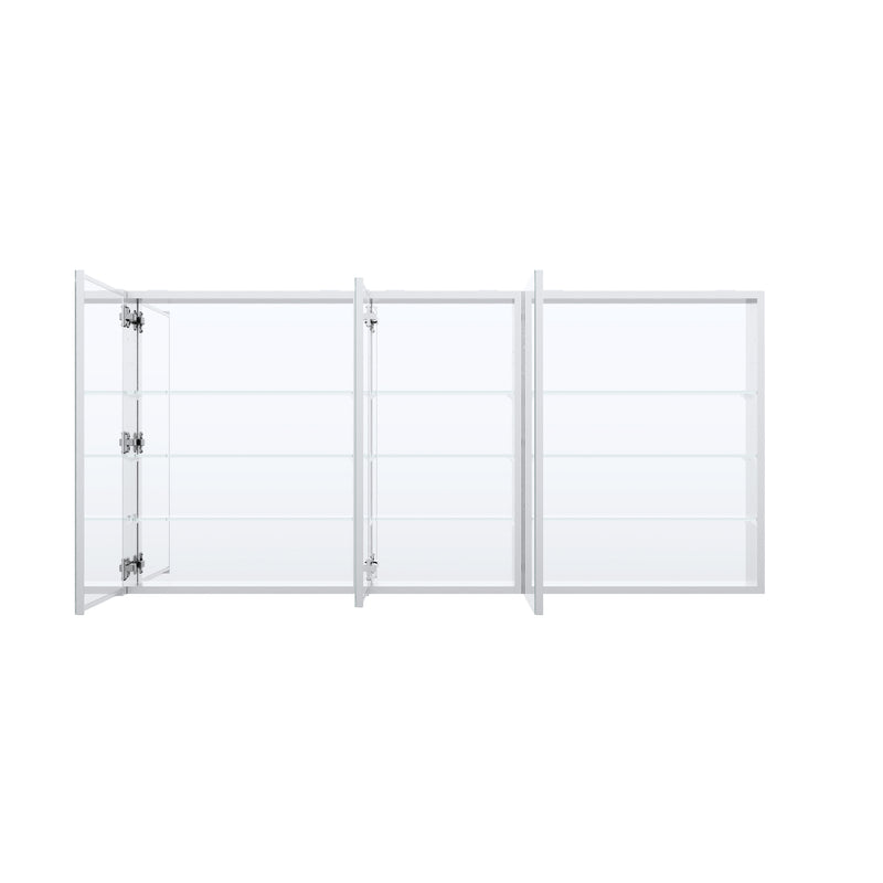 64 in. ×30 in. Copper-Free Tri-Views Mirror Medicine Cabinet with Adjustable Shelves and 3 Doors