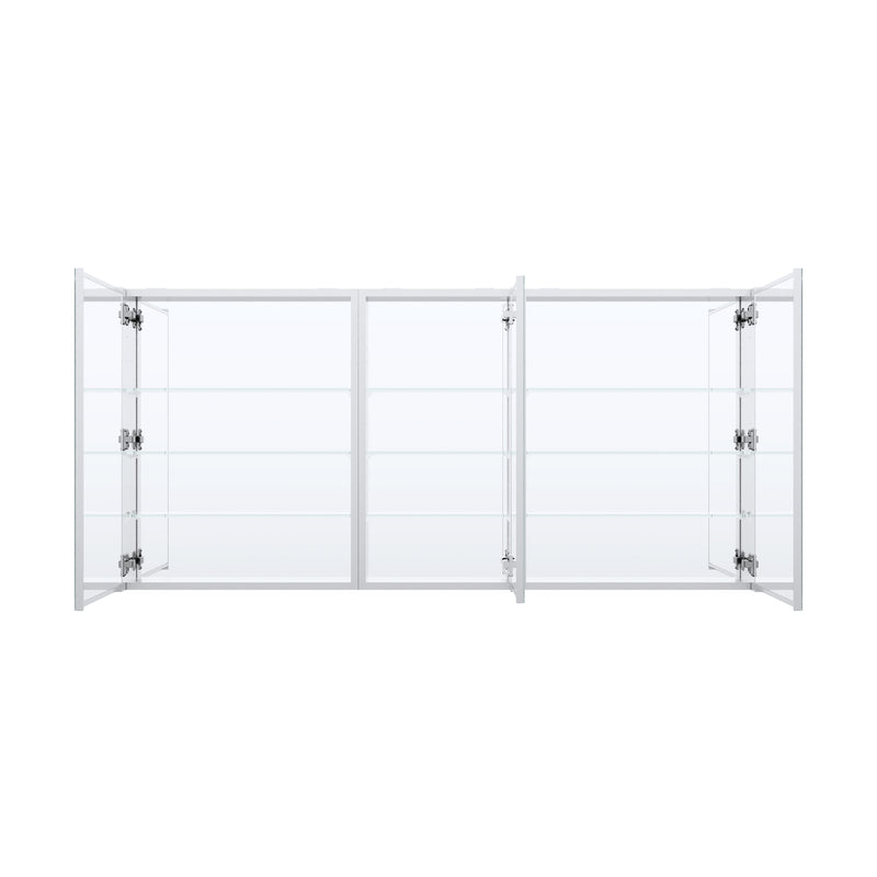 64 in. ×30 in. Copper-Free Tri-Views Mirror Medicine Cabinet with Adjustable Shelves and 3 Doors