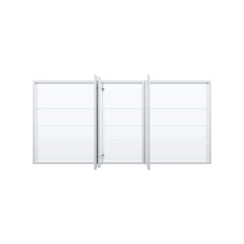 64 in. ×30 in. Copper-Free Tri-Views Mirror Medicine Cabinet with Adjustable Shelves and 3 Doors