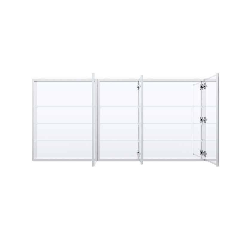 64 in. ×30 in. Copper-Free Tri-Views Mirror Medicine Cabinet with Adjustable Shelves and 3 Doors