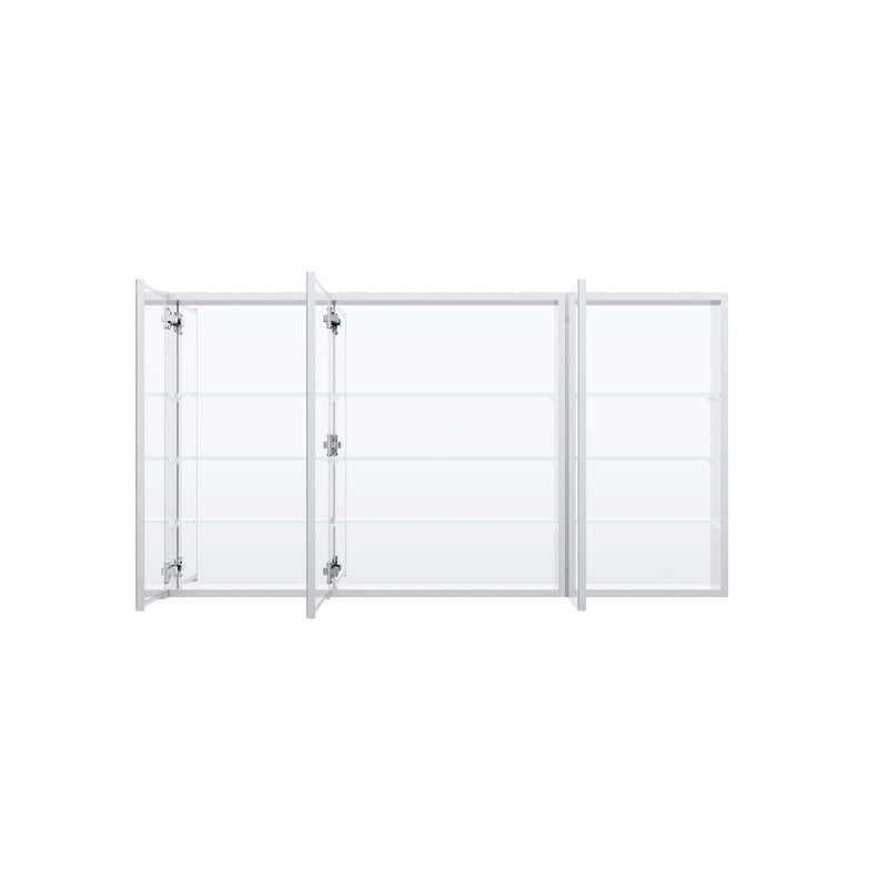 56 in. ×30 in. Copper-Free Tri-Views Mirror Medicine Cabinet with Adjustable Shelves and 3 Doors