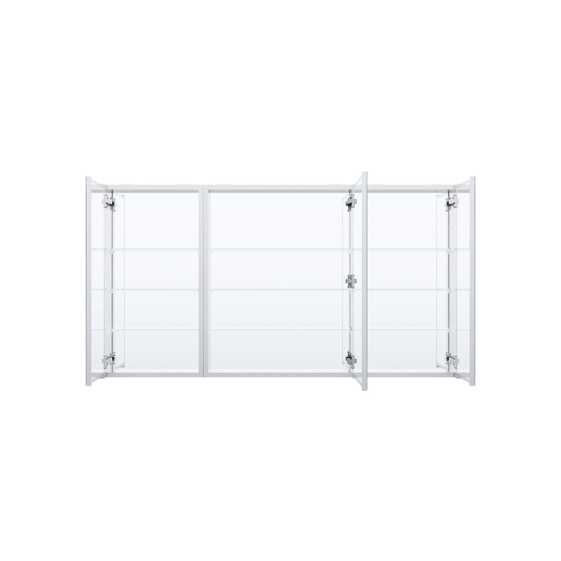 56 in. ×30 in. Copper-Free Tri-Views Mirror Medicine Cabinet with Adjustable Shelves and 3 Doors