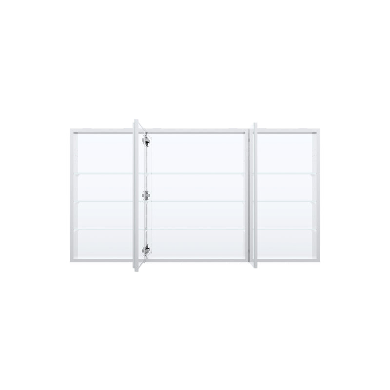 56 in. ×30 in. Copper-Free Tri-Views Mirror Medicine Cabinet with Adjustable Shelves and 3 Doors