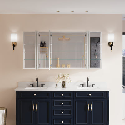 64 in. x30 in. Copper-Free Tri-Views Mirror Medicine Cabinet with Adjustable Shelves and 5 Doors