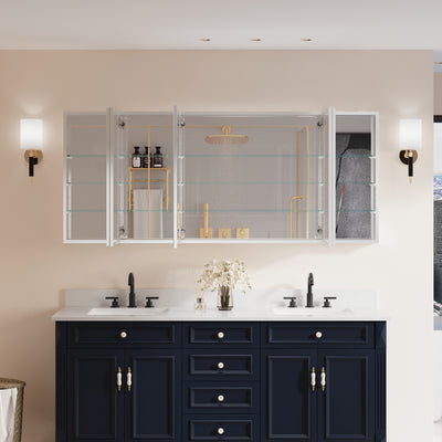 72 in. ×30 in. Copper-Free Tri-Views Mirror Medicine Cabinet with Adjustable Shelves and 5 Doors