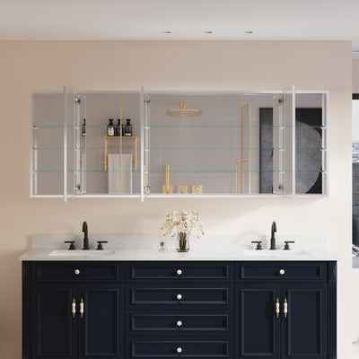 84 in. ×30 in. Copper-Free Tri-Views Mirror Medicine Cabinet with Adjustable Shelves and 5 Doors