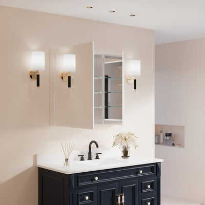 36 in. x30 in. Copper-Free Tri-Views Mirror Medicine Cabinet with Adjustable Shelves and and Dual Swing Doors