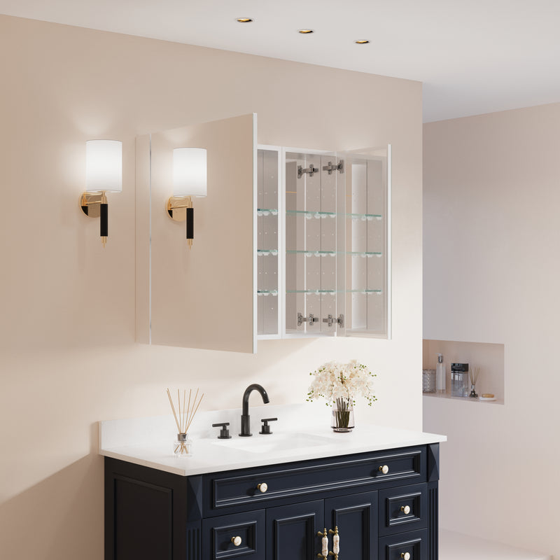 36 in. x30 in. Copper-Free Tri-Views Mirror Medicine Cabinet with Adjustable Shelves and and Dual Swing Doors