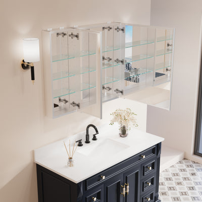 36 in. x30 in. Copper-Free Tri-Views Mirror Medicine Cabinet with Adjustable Shelves and and Dual Swing Doors