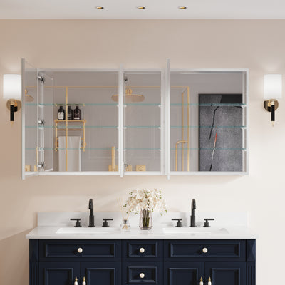 60 in. x30 in. Copper-Free Tri-Views Mirror Medicine Cabinet with Adjustable Shelves and 3 Doors