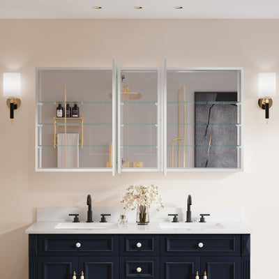 60 in. x30 in. Copper-Free Tri-Views Mirror Medicine Cabinet with Adjustable Shelves and 3 Doors