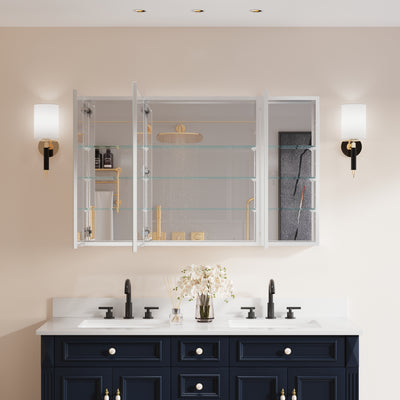 48 in. x30 in. Copper-Free Tri-Views Mirror Medicine Cabinet with Adjustable Shelves and 3 Doors