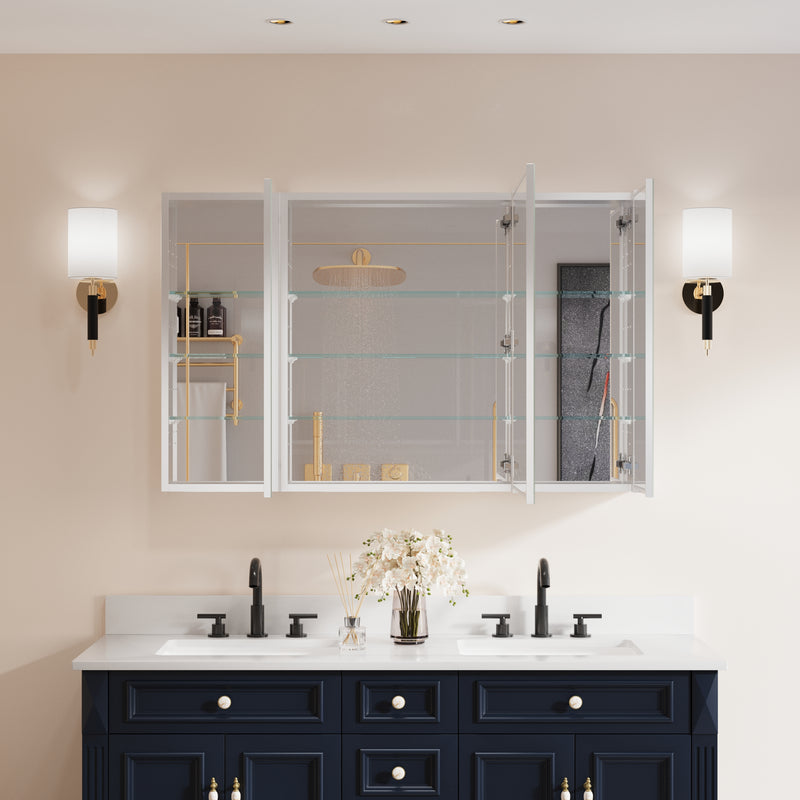 48 in. x30 in. Copper-Free Tri-Views Mirror Medicine Cabinet with Adjustable Shelves and 3 Doors
