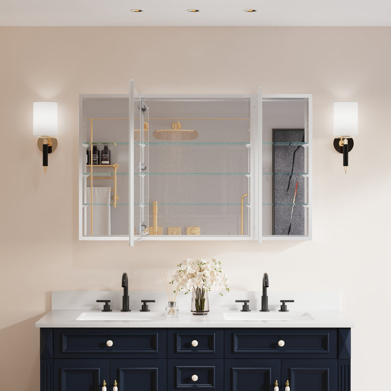 48 in. x30 in. Copper-Free Tri-Views Mirror Medicine Cabinet with Adjustable Shelves and 3 Doors