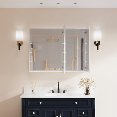 40 in. ×30 in. Copper-Free Tri-Views Mirror Medicine Cabinet with Adjustable Shelves and Dual Swing Doors