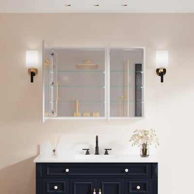 40 in. ×30 in. Copper-Free Tri-Views Mirror Medicine Cabinet with Adjustable Shelves and Dual Swing Doors