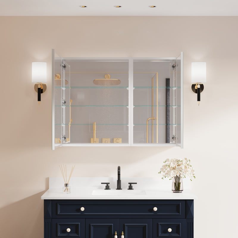 40 in. ×30 in. Copper-Free Tri-Views Mirror Medicine Cabinet with Adjustable Shelves and Dual Swing Doors