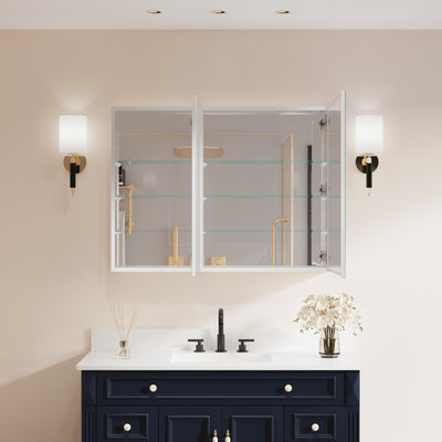 40 in. ×30 in. Copper-Free Tri-Views Mirror Medicine Cabinet with Adjustable Shelves and Dual Swing Doors