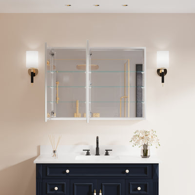 40 in. ×30 in. Copper-Free Tri-Views Mirror Medicine Cabinet with Adjustable Shelves and Dual Swing Doors