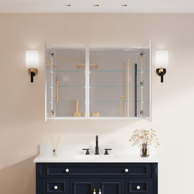 40 in. ×30 in. Copper-Free Tri-Views Mirror Medicine Cabinet with Adjustable Shelves and Dual Swing Doors