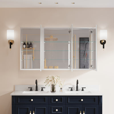 52 in. ×30 in. Copper-Free Tri-Views Mirror Medicine Cabinet with Adjustable Shelves and 3 Doors